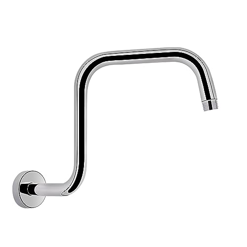 S Shaped Shower Arm, High Rise Shower Head Extension Pipe Standard 1/2" Connection with Flange, Awesome Shower Experience-Stainless Steel Bathroom Accessory(13 Inch Z-S Shape, Chrome Finish) - color: Chrome Finish, style: 13" Z Shape