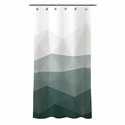 Sunlit Designer 36 x 72 Inches Small Stall Shower Curtain, Ombre Dark Green RV Half Size Narrow Fabric Shower Curtains for Bathroom Decor, Contemporary Geometric Bathroom Curtains, Dark Green - color: Dark Green, size: 36"W x 72"L (Pack of 1)