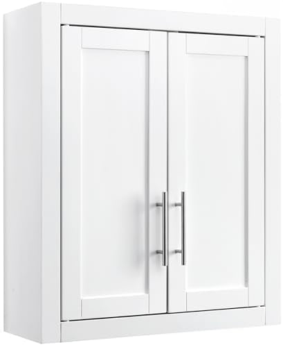 Crosley Furniture Savannah Wall Mounted Bathroom Storage Medicine Cabinet with Shelves, Snow - color: Snow, style: Wall Cabinet