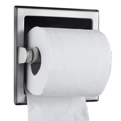 Recessed Toilet Paper Holder, Stainless Steel Toilet Roll Holder Silver | Tissue Dispenser Wall Mount for Bathroom Space Saving Design with Mounting Bracket - color: Silver