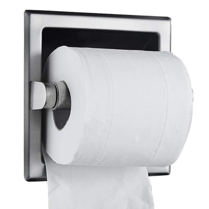 Recessed Toilet Paper Holder, Stainless Steel Toilet Roll Holder Silver | Tissue Dispenser Wall Mount for Bathroom Space Saving Design with Mounting Bracket - color: Silver