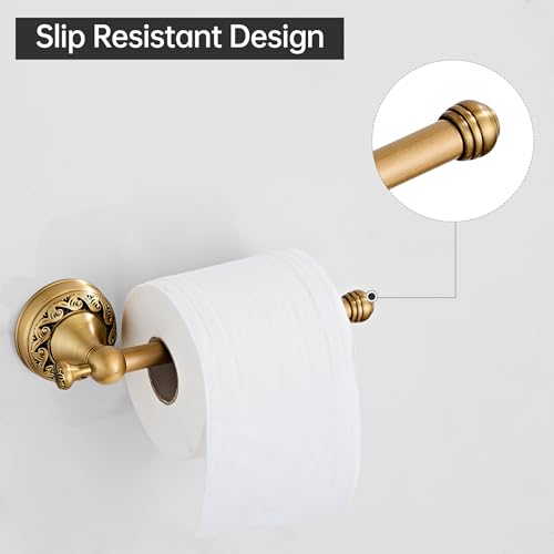 Antique Brass Toilet Paper Holder Towel Ring, Brushed Brass Towel Holder Toilet Paper Roll Holder, Rustic Towel Rack Bathroom Accessories Set Hardware 2 Pieces Farmhouse Wall Mounted - color: Brass