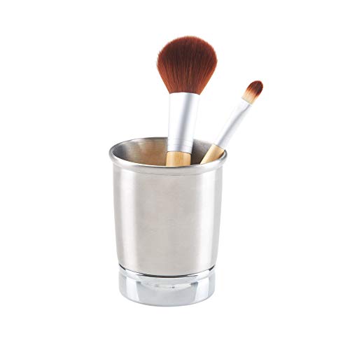 iDesign York Metal Tumbler, Split Finish | Makeup Brush Holder, Toothbrush Holder, 3.25" x 3.25" x 4.25", For Bathroom, Countertop, Desk, Dorm, Vanity - style: Pack of 1