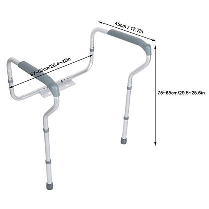 Luocute Toilet Safety Rail, Toilet Safety Frame Adjustable Height & Width Aluminum Alloy Supports 220lb with Non Slip Handles for Elderly Disabled