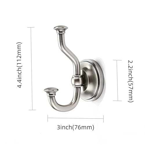 1 Pack 4-1/2 Inch Zinc Alloy Brushed Nickel Towel Hooks | Solid Metal | Wall Mount | Robe Hooks | Coat Hooks | For Bathroom, Shower, Bedroom, Entryway | Bathroom Hardware Accessories - color: Brushed Nickel
