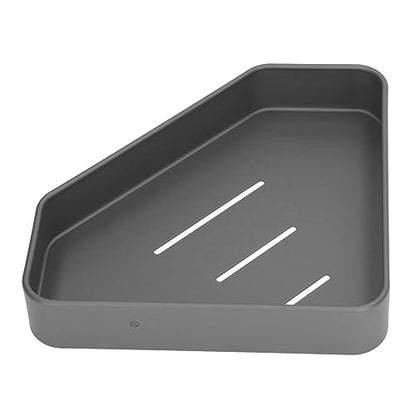Rustproof Aluminum Corner Shelf | Space Saving Floating Shelf for Bathroom/Kitchen/Balcony | Sturdy Shower Organizer with Easy Installation | Grey Modern Design