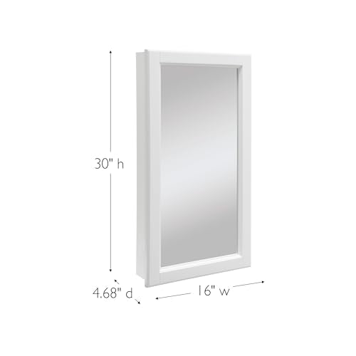 Design House Wyndham Single Door Medicine Cabinet, 16", White | Wall Mount, Transitional, Wood, Bath, 545111-WHT - color: White, size: 16 in. W x 30 in. H