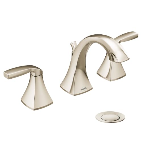 Moen Voss Polished Nickel Two-Handle Widespread Bathroom Faucet, Valve Included, TV6905NL - color: Polished Nickel