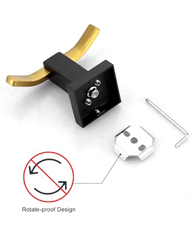 WOWOW Towel Hooks for Bathrooms Black and Gold, SUS304 Stainless Steel Coat Hook, Bathroom Robe Towel Holder, Heavy Duty Robe Hooks, Bathroom Double Towel Hooks for Coats, sponges, Wall Mount - color: Black and Gold