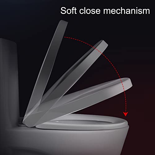Quick Release Toilet Seat with Soft Close Mechanism, Universal Bathroom Toilet Lid with Removable Hinges, U Shape
