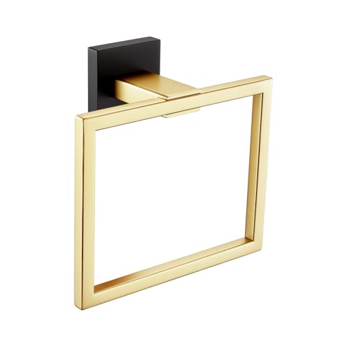 KOKOSIRI Towel Ring Holder Bathroom Lavatory Hand Towel Rack Wall Mounted Bathroom Hardware T-304 Stainless Steel Matte Black and Gold, B3004GDK - color: Black Gold, size: 1 Pack