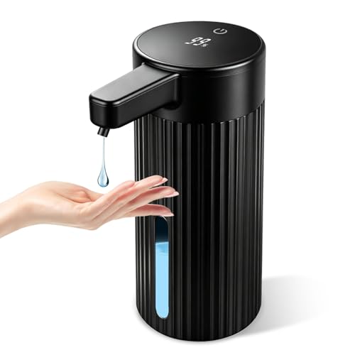 Automatic Liquid Soap Dispenser Touchless, USB Rechargeable Hand Soap Dispenser, 4-Level Adjustable, 14.2oz/420mL, IPX5, Compatible with Thick Thin Dish Soap for Bathroom Kitchen Accessories, Black - color: Black, size: Gel