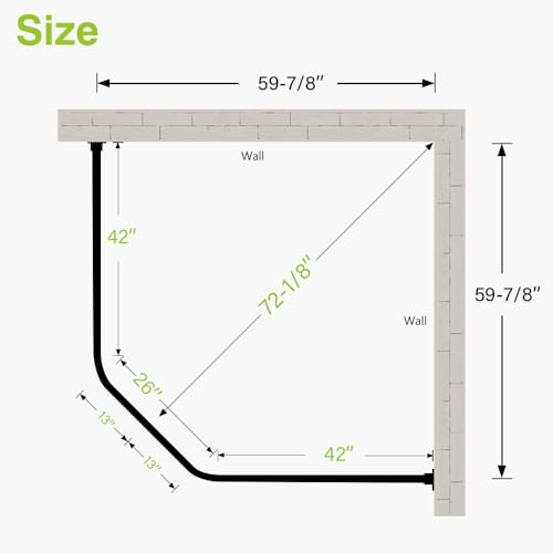 Naiture Neo-Angle Shower Curtain Rod,41-1/2"X26"X41-1/2", Oil Rubbed Bronze | Aluminum, Includes 36" Ceiling Support and Mounting Hardware, Cut to Fit, Permanent Wall Mount, Rustproof - color: Oil Rubbed Bronze, size: 41-1/2" X 26" X 41-1/2"