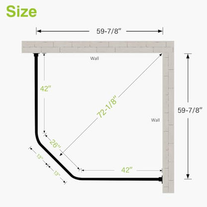Naiture Neo-Angle Shower Curtain Rod,41-1/2"X26"X41-1/2", Oil Rubbed Bronze | Aluminum, Includes 36" Ceiling Support and Mounting Hardware, Cut to Fit, Permanent Wall Mount, Rustproof - color: Oil Rubbed Bronze, size: 41-1/2" X 26" X 41-1/2"