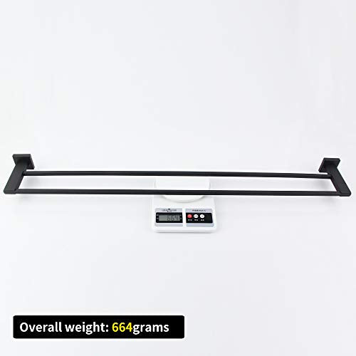 GERZWY Bathroom Double Towel Bar Matte Black Stainless Steel 36-Inch Bath Towel Rack Contemporary Style Wall Mount JG1902C92-BK