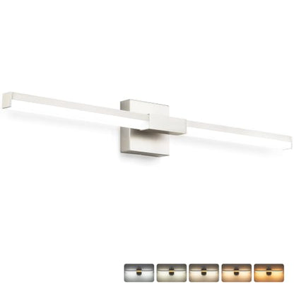 SOLFART Bathroom Vanity Light 32-Inch: Brushed Nickel LED Bar Dimmable 5 Color Temperature 360 Degree Rotation Bathroom Light Fixtures ETL IP44 - color: Brushed Nickel-5CCT, 5-Step Brightness Control, size: 32 inch