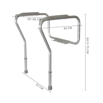 Toilet Safety Rails,Adjustable Safety Frame with Handles for Elderly,Handicap Non-Slip Bathroom Grab Bar with Padded Handles and Aluminum Frame(Size:57cm,Color:Gray)