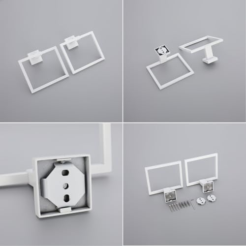 GERZWY Bathroom Towel Ring Stainless Steel Hand Towel Holder for Bath Kitchen Wall Mounted, White - color: White