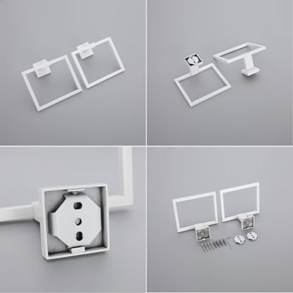 GERZWY Bathroom Towel Ring Stainless Steel Hand Towel Holder for Bath Kitchen Wall Mounted, White - color: White