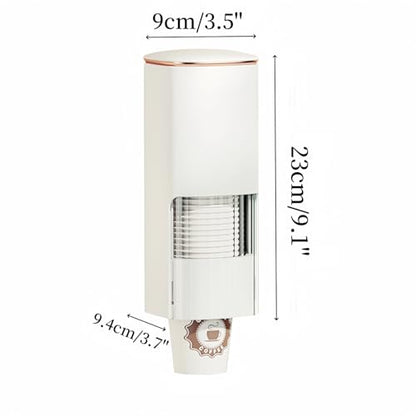 HAN SHENG Cup Dispenser, Holds 40 Cups, for 5-7.3cm Mouth Diameter Cups Only, Wall Mount Paper Cup Holder with Dust Cover for Bathroom, Kitchen, Office (White)
