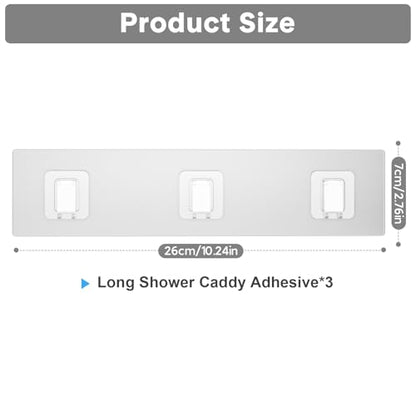 Shower Caddy Adhesive Replacement, Transparent Adhesive Hooks | No Drilling, Waterproof, for Shower Caddy, Strong Bathroom Storage Shelves and Kitchen Racks (Triple*3pcs) - color: Flat - 3 Triple