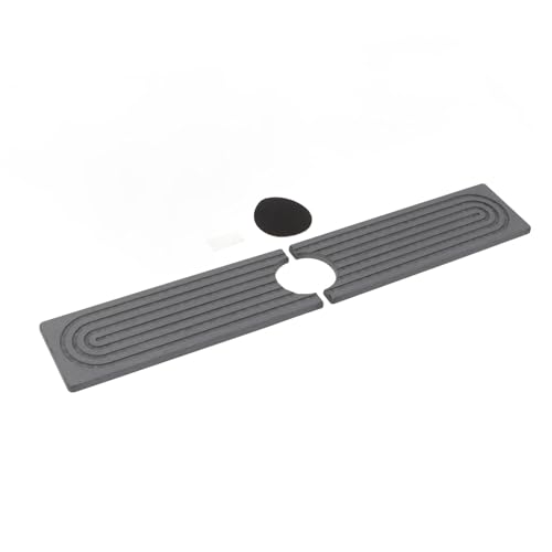 Aramox Diatomite Faucet Mat, Fast Drying Absorbent Pad with Sanding Tool, Dark Gray, 23.6x3.9 Inch, for Kitchen Bathroom RV Countertop - color: Dark Gray
