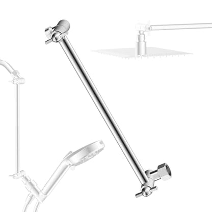 All-Metal Shower Extension Arm, G1/2" Universal/Adjustable, 11-Inch, Black | Brass Flexible Shower Head Extender Height/Angle Adjusted, Stainless Steel Pipe Extending with Lock Joint for Rain Showerhead - color: Chrome, size: 11 Inch