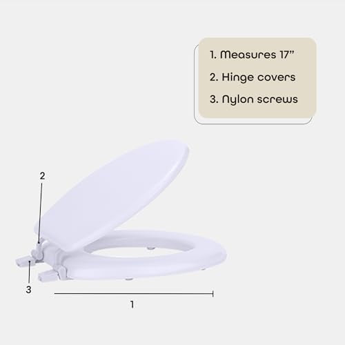 Soft Standard Vinyl Toilet Seat, White, 17 in | Toilet-Seat Construction: Contoured Seat Profile and Durable Finish Create a Polished Fixture Update. - color: White, size: 17 Inch, style: Vinyl