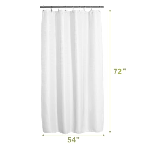AmazerBath Stall Shower Curtain 54x72 Inches, White Shower Curtain Waffle Textured, Small Shower Curtain 54 Inches Wide, Fabric Bathroom Curtains Heavy Duty 240GSM, 9 Rustproof Metal Grommets - color: White, size: 54"W x 72"L (Pack of 1)