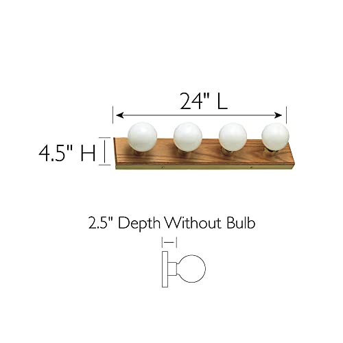 Design House 500207 4-Light Vanity Strip Light Contemporary Dimmable for Bathroom, Bedroom, Makeup Vanity, Honey Oak - color: Honey Oak
