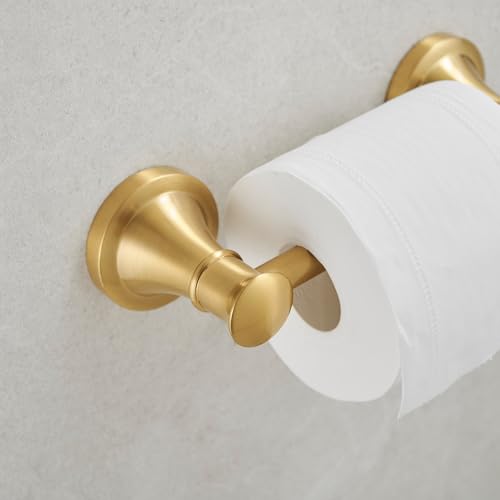 Hoimpro Wall Mounted Rustproof Toilet Tissue Paper Holder Bathroom Accessories Toilet roll Paper Hanger, Brushed Gold - color: Brushed Gold