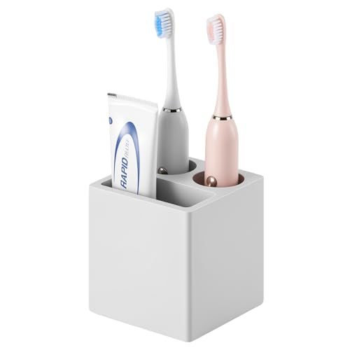 Luxspire Toothbrush Holder, 3 Slots, Light Gray | Diatomite, Fast Drying, Toothbrush Holders for Bathroom, Toothbrush and Toothpaste Holder for Countertop - color: Light Gray, style: 3 Slots