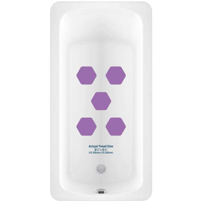 Kahuna Grip Bathtub Bath and Shower 5¼" Hexagon Non-Slip Traction Treads (Purple) - color: Purple