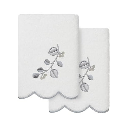 Jardin Turkish Cotton Scallop Towel-Grey-2 Pcs Hand Towel - color: Grey, size: 2 Pcs Hand Towel