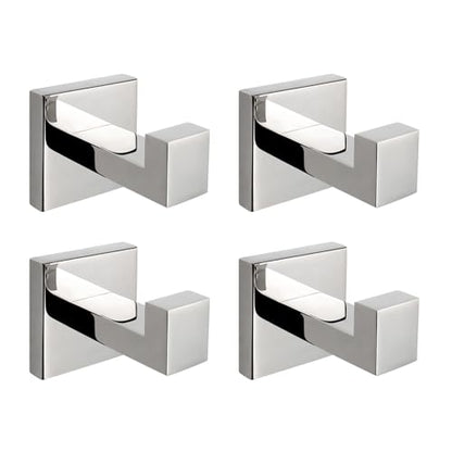 NearMoon Bath Towel Hooks -SUS304 Stainless Steel Square Clothes Robe Hooks Hanger, Heavy Duty Coat Hooks for Bathroom Livingroom Hotel Kitchen Garage, Wall Mounted (4 Pack, Chrome Finish) - color: Chrome Finish