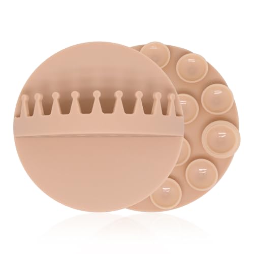 2pcs Shower Hair Catcher Wall, Suction Hair Collector for Shower, Reusable Silicone Grabber Catcher Trap for Drain Bath (Beige) - color: Beige
