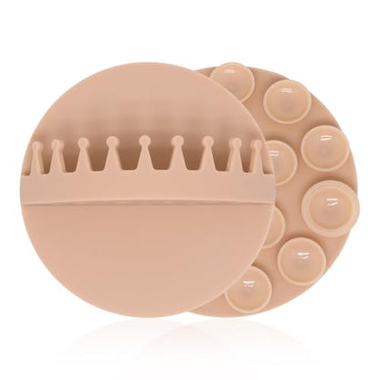 2pcs Shower Hair Catcher Wall, Suction Hair Collector for Shower, Reusable Silicone Grabber Catcher Trap for Drain Bath (Beige) - color: Beige
