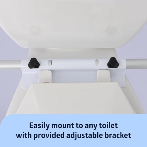 Foldable Toilet Safety Rail with Adjustable Height – Universal Fit for Standard or Elevated Seats – Aluminum Frame, Width Adjustable Armrests, Easy Install Over Toilet