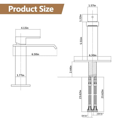 Tall Vessel Sink Faucet Oil Rubbed Bronze Faucet for Bathroom Sink Tall Waterfall Bathroom Faucet Single Handle 1 or 3 Hole Wash with Pop-up Drain - color: Oil Rubbed Bronze