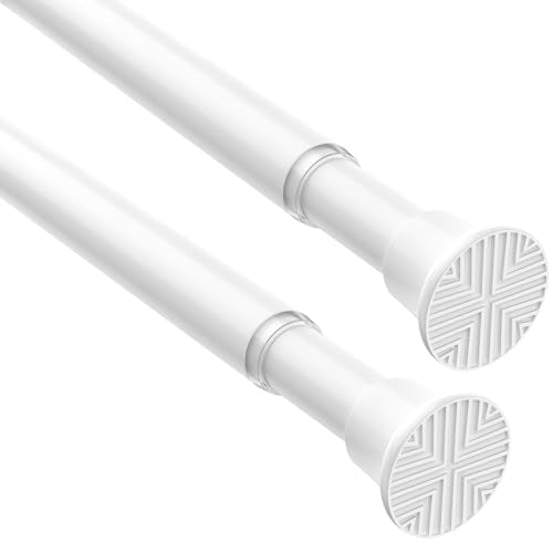 AIZESI Tension Rods 18-36 inch，2Pcs Adjustable Black Tension Rod No Drilling Small Tension Rod Spring Curtain Rod - color: White, size: 18“-36“-2P