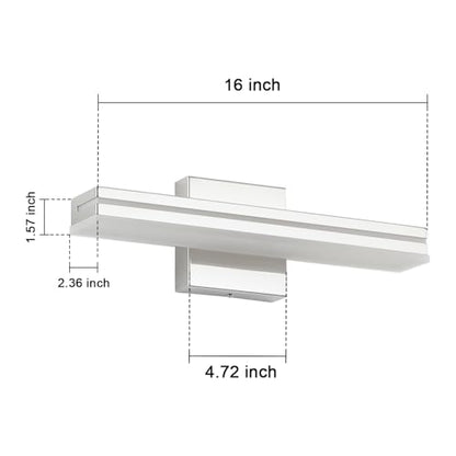 SineRise 16-Inch LED Modern Bathroom Vanity Light Bar, Chrome Modern Acrylic Bathroom Wall Lighting Fixtures Over Mirror (Cool White 6000K) - color: Chrome-Cool White, size: 16-Inch