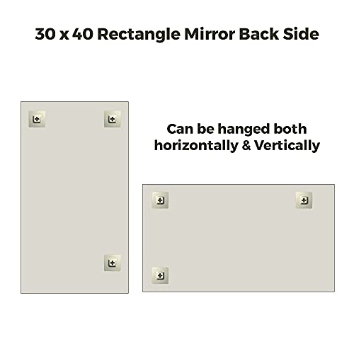 Fab Glass and Mirror 30x40 Inch Rectangle Frameless Bathroom Vanity Mirror with Beveled Edge - Shatterproof Wall Mounted Decorative Glass with Safety Backing for Living Room Bedroom Hallway Entryway - size: 40"L x 30"W, style: Rectangle