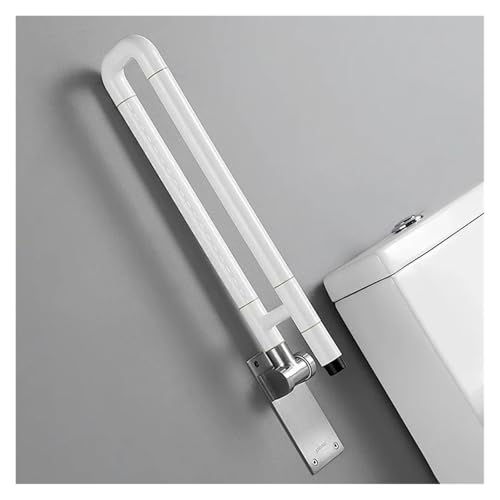 Toilet Grab Bar, Folding Safety Rail for Elderly, Non-Slip ABS Plastic, Flip Up Down Design - color: White