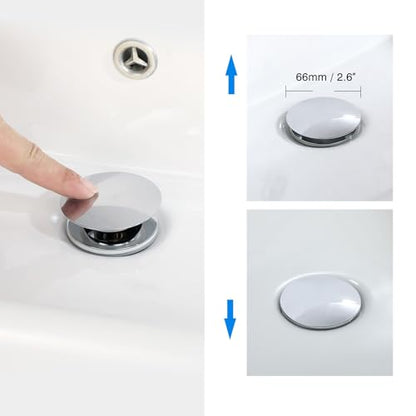 Pop Up Drain Stoper with Overflow for Bathroom Sink with Overflow,Chrome Finished