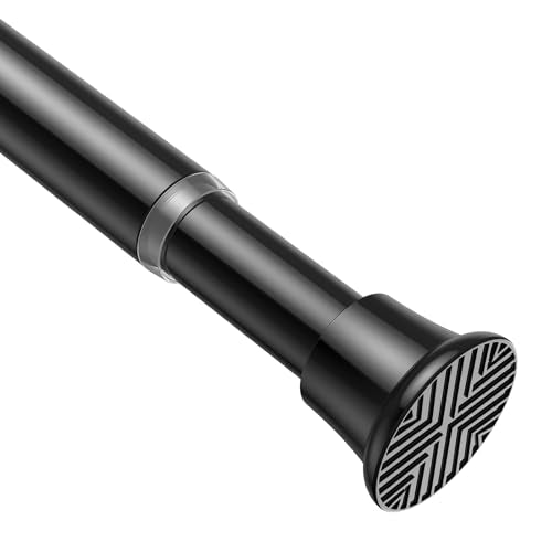 AIZESI Tension Rod 24 to 46 Inch, 1Pcs Black Tension Curtain Rod, Adjustable Spring Tension Rod No Drilling for window，kitchen，closet，doorway - color: Black, size: 24“-46“-1P