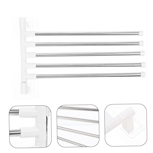 Tofficu Stainless Steel Rotating Wall Mounted Towel Rack with Bars Durable Bathroom Towel Holder for Quick Saving Organizer for Stylish Bathroom Storage