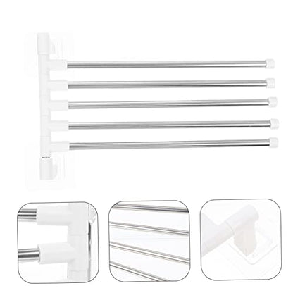 Tofficu Stainless Steel Rotating Wall Mounted Towel Rack with Bars Durable Bathroom Towel Holder for Quick Saving Organizer for Stylish Bathroom Storage