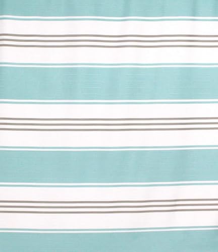 Nautical Striped Fabric Shower Curtain, Coastal Wide Stripe Design, Aqua Grey White, 70" x 72", with Hooks - color: Hampton Blue