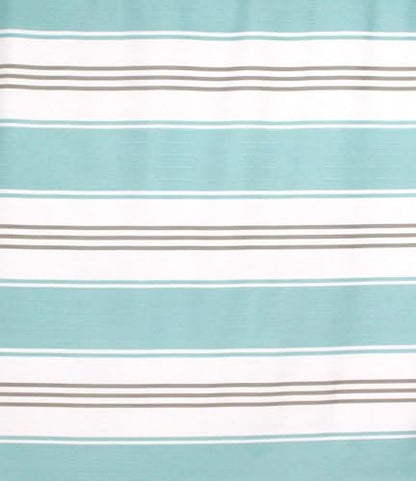 Nautical Striped Fabric Shower Curtain, Coastal Wide Stripe Design, Aqua Grey White, 70" x 72", with Hooks - color: Hampton Blue