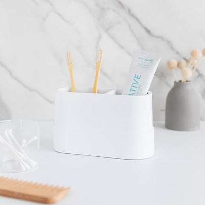 Yew Design Matte White Bathroom Toothbrush Holder Cup - Round Large - color: Large Round Matte White